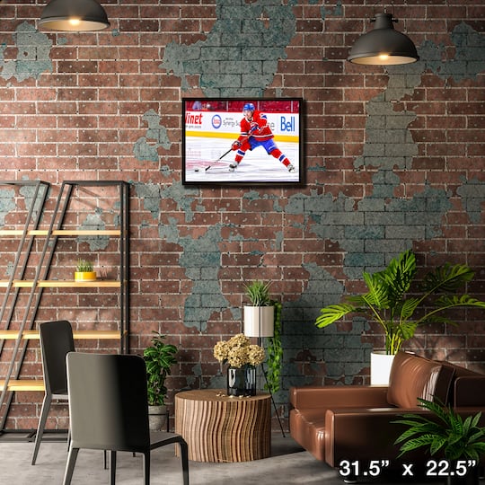 Cole Caufield Montreal Canadiens Framed 20" x 29" Passing Puck Canvas 31.5" x 22.5"